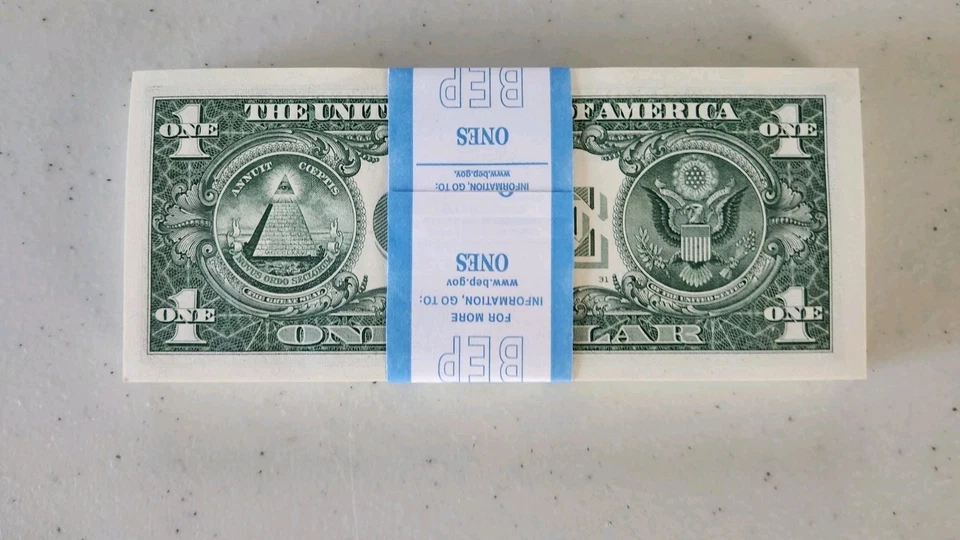 New 2021 (100) $1 One Dollar Bills Uncirculated From San Francisco Brick - Image 2 of 2