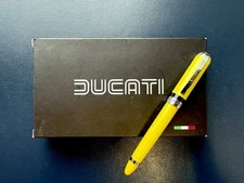 Ducati 850 Fountain Pen, Yellow Lacquer Enamel Silver Trim Medium Nib with box