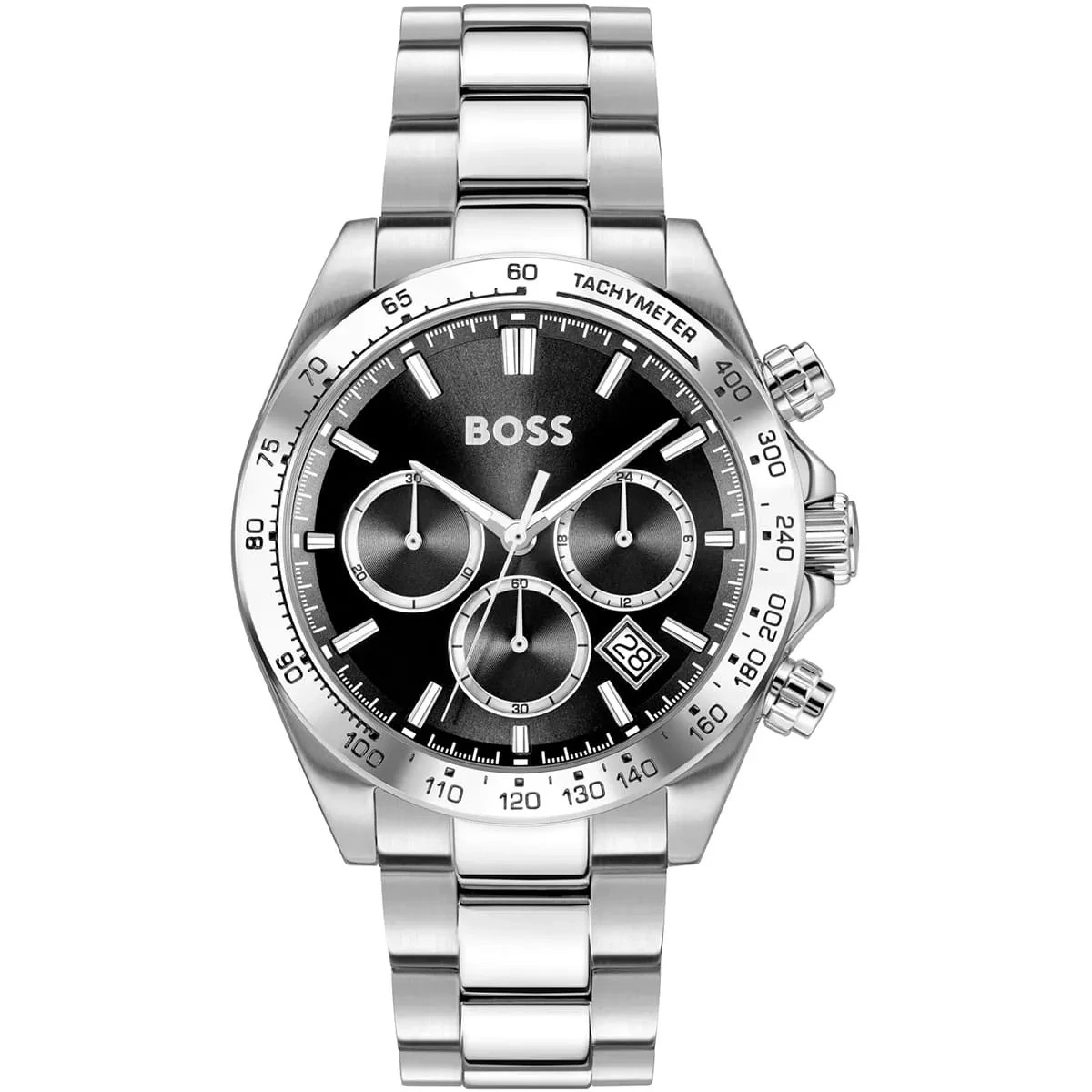Original Hugo Boss Hero 1514267 43mm Watch – Black Dial Silver Bracelet