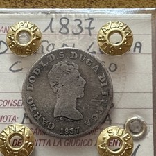 DUCATO LUCCA Ludovico 1 Lira 1837 Muy Raro Sellado MB/BB SUBALPINA