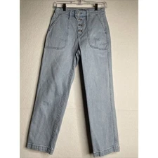 JCrew Jeans Button Up 80's Retro Look High Waist Lighter Blue Cotton Size 26x25 