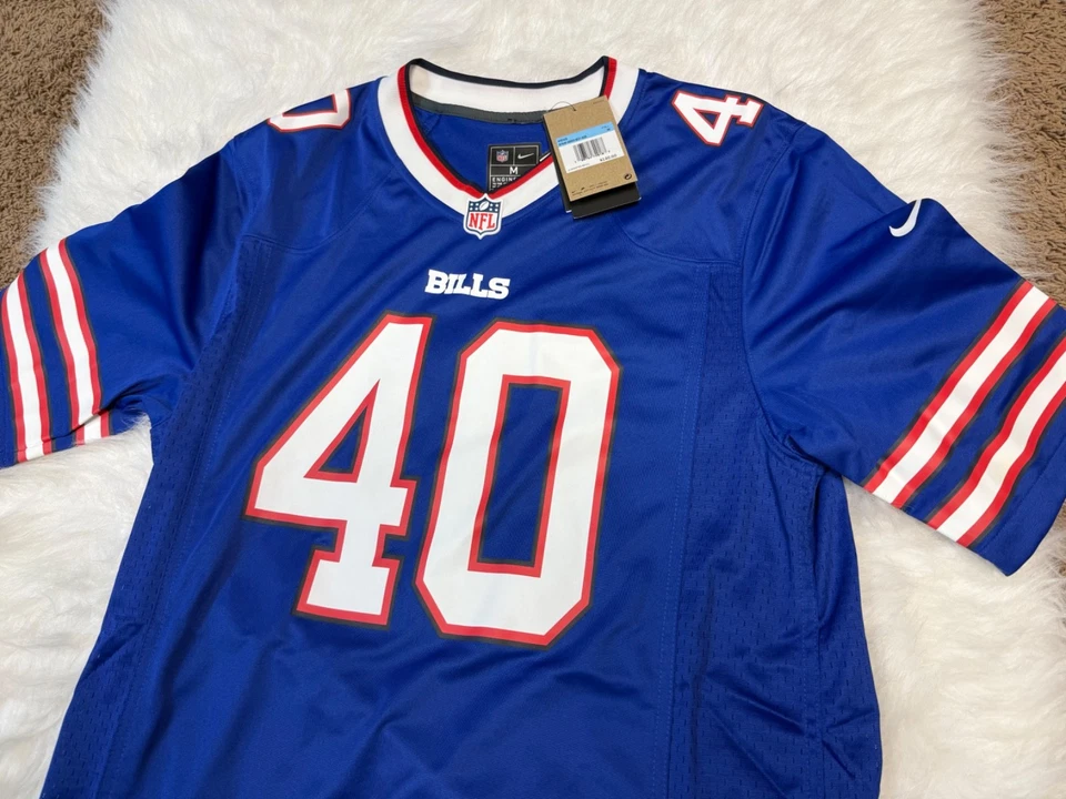 Camiseta de futebol Buffalo Bills Von Miller azul branca vermelha masculina tamanho médio - Imagem 2 de 4