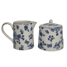 Grace TeaWare Sugar and Creamer Victorian Blue Floral - NEW