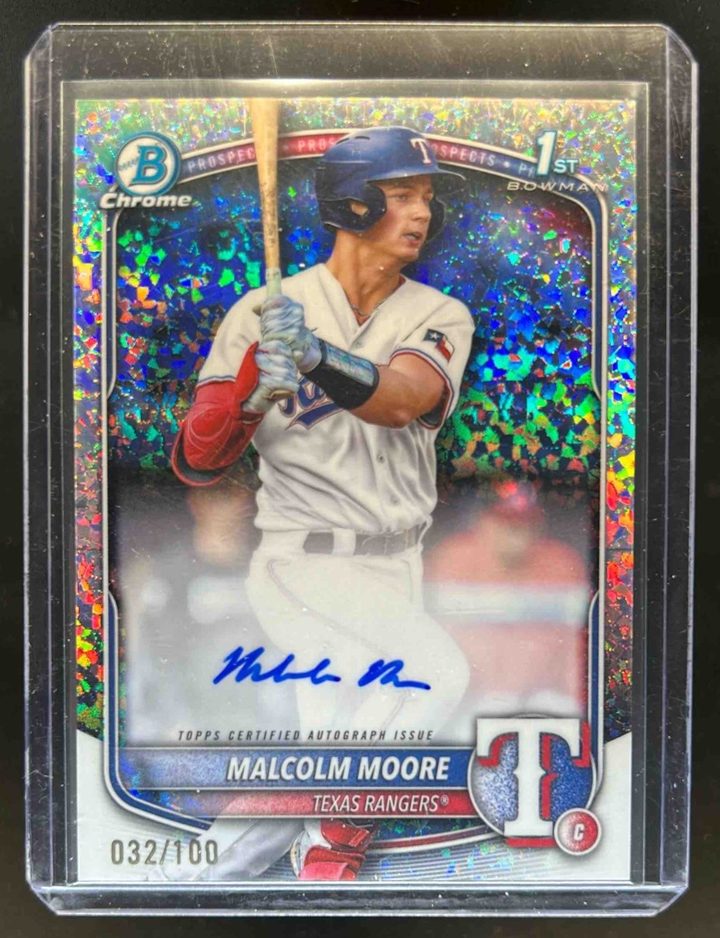 2025 Bowman Malcolm Moore Chrome Auto Mini-Diamond Refractor 1st Prospect #/100