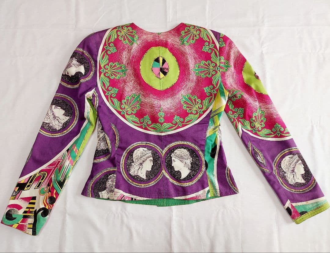 USED VERSACE VINTAGE GRAPHIC PT COLLARLESS JACKET ACCEPTABLE thumbnail 8