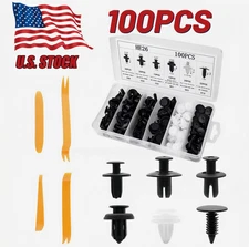 100Pcs Bumper Clips Fender TRIM Car Auto Push Pin Rivet Fastener Panel + 4 Tools