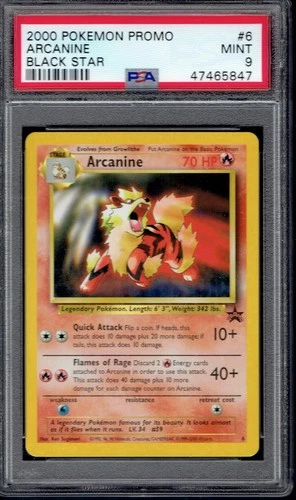 2000 Pokémon Arcanine 6/53 PSA 9 (WOTC Black Star Promos)