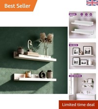 Modern White Floating Shelves - Seamless Installation Display Ledge Set of 2