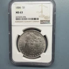 1886 US Morgan Silver Dollar Coin NGC MS63