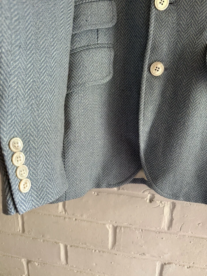 Elegant Ralph Lauren Blue Linen& Silk Blend Blazer With Mother Of Pearl Buttons - Image 3 of 4