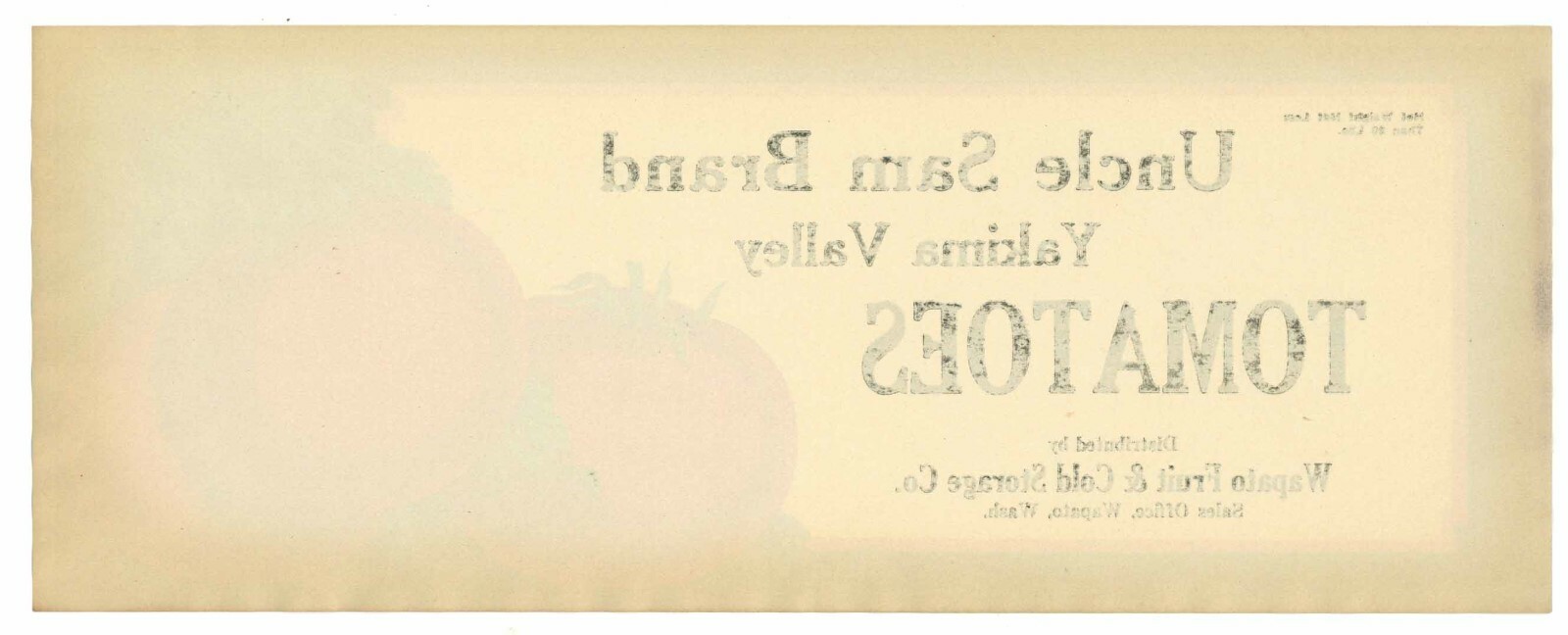 UNCLE SAM Brand, Wapato, Washington *AN ORIGINAL TOMATO CRATE LABEL