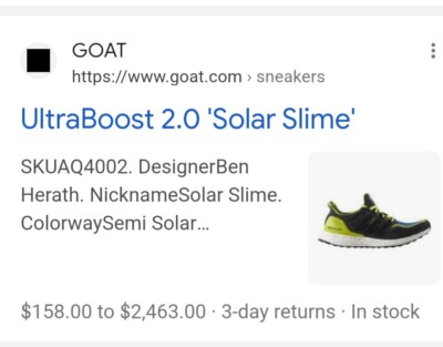 Size Adidas UltraBoost Solar Slime for sale online