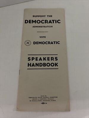 1934 Illinois Democratic Party Speakers Handbook Election Brochure Talking Point