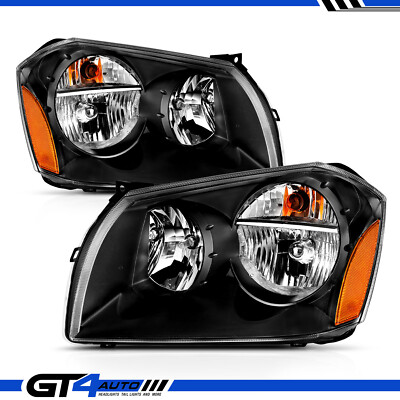 #ad #ad For 2005 2007 Dodge Magnum Black Replacement Headlights Driver Passenger Pair $161.29