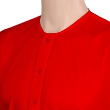 Men's Mandarin Red Collarless Grandad Round Neck Christmas Party Cotton Shirt