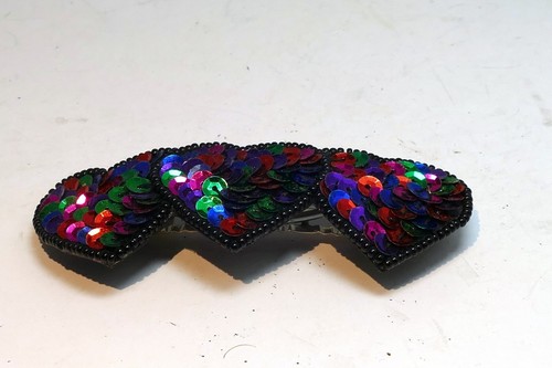 Fashion Sweet Heart Clip Elegant Hair Grab Clip Sequins multi color rainbow - Picture 2 of 8