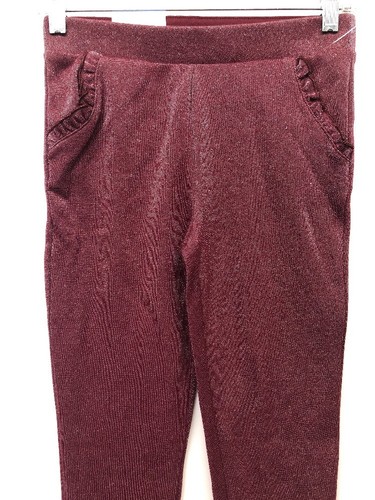 NWT Cat & Jack Girls Shimmer Burgundy Glitter Slim Pants - Picture 2 of 9