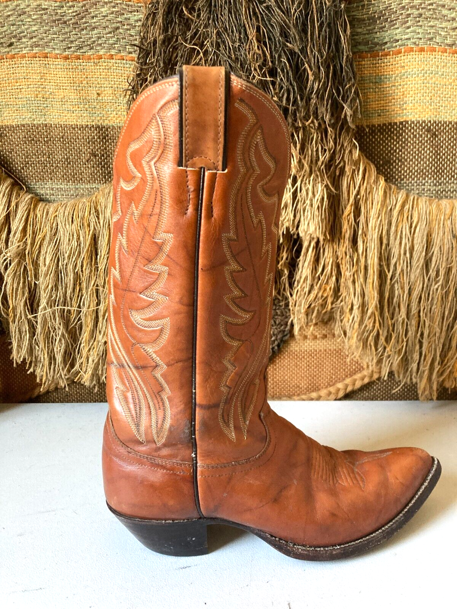 JUSTIN Western Cowboy Marble Brown Leather Boots Style  display picture 3