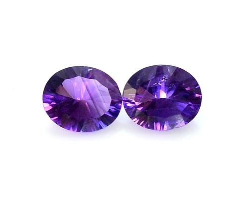 Par de piedras preciosas sueltas ovaladas de amatista natural certificadas 12x10 mm 7,75 CTS - Imagen 3 de 8