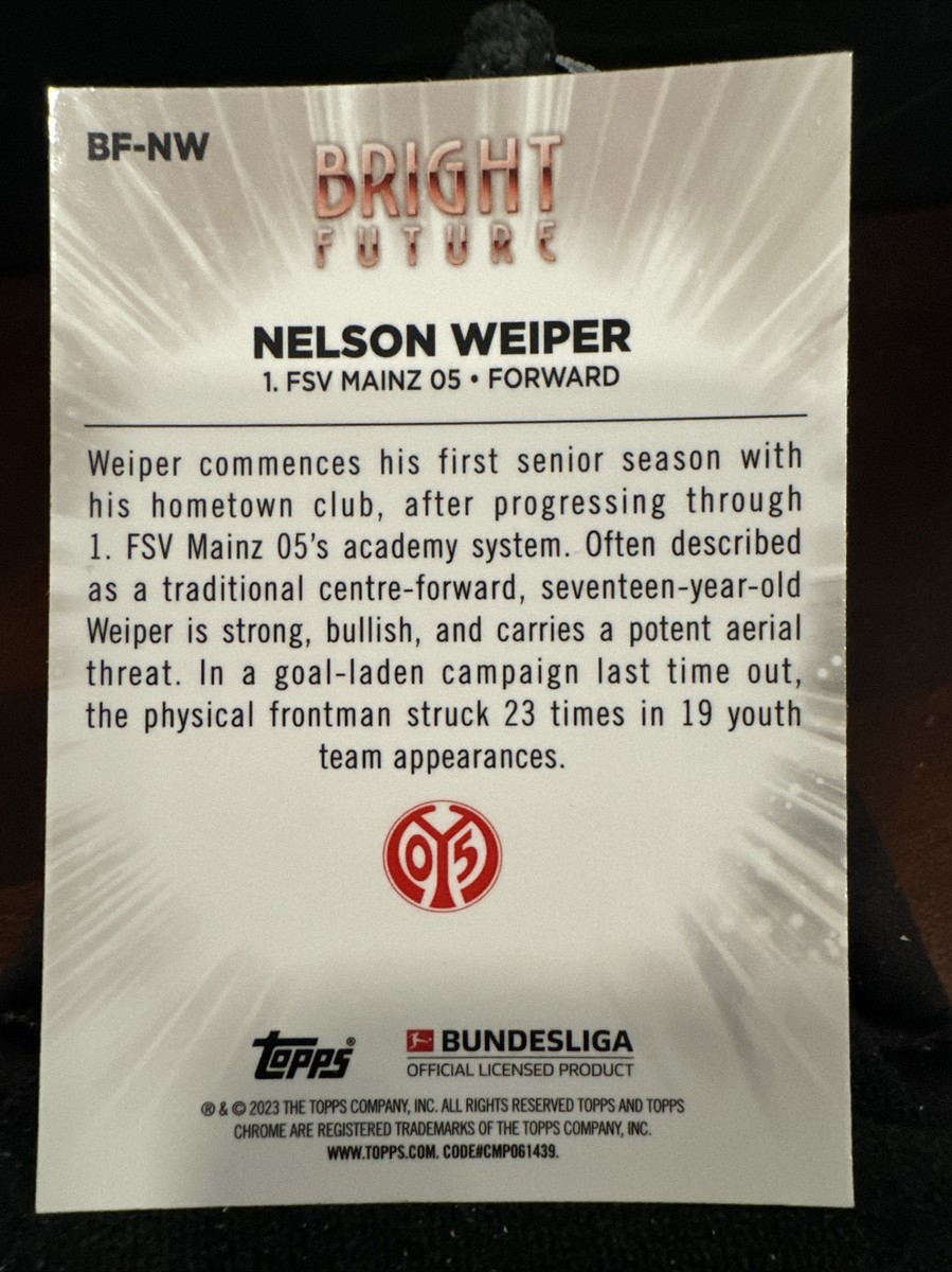 世界144枚！2023 TOPPS Nelson Weiper メモラビアカード Nelson Weiper 2022-23 Topps Chrome Bundesliga Bright Future