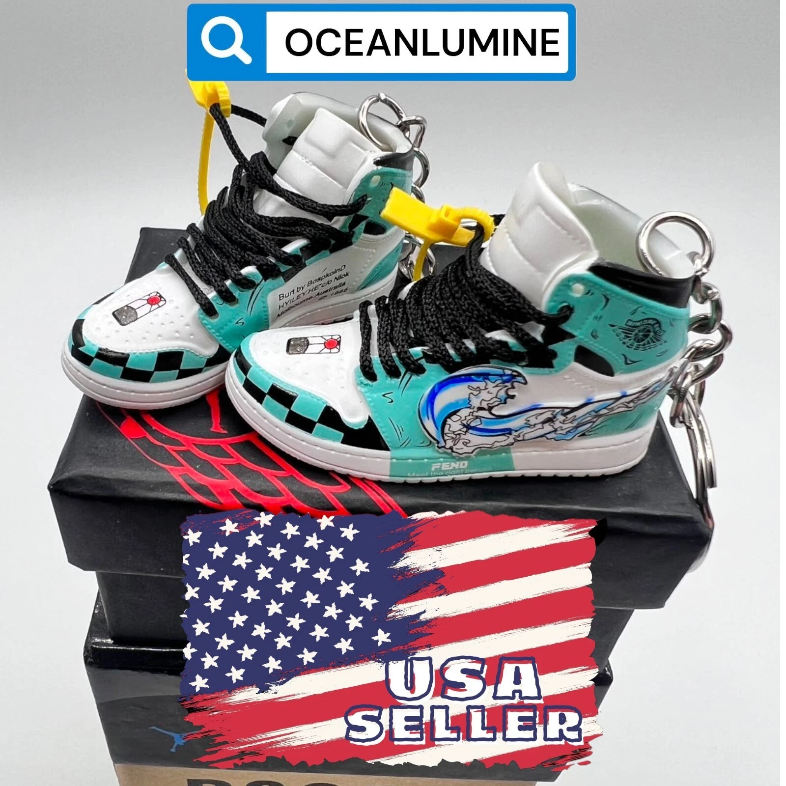 Porte clés Jordan Mini Sneaker Haute Qualité avec Boîte à Chaussures, Présentoir Option