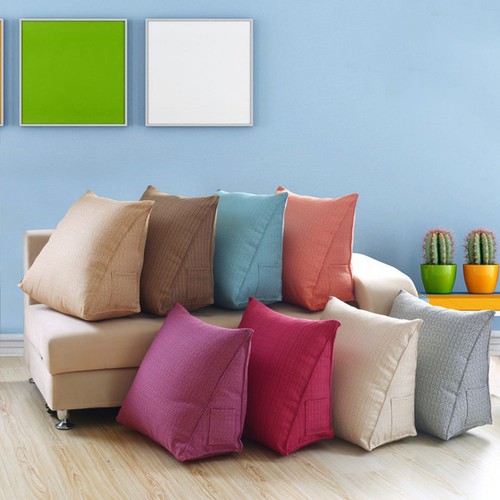 Backrest Support Reading Pillow Filled Triangular Wedge Cushion for Daybed Sofa - Picture 3 of 60