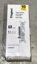 10 Pack, Legrand 660WGCP White Single Pole Toggle Light Switch 15A 120V New