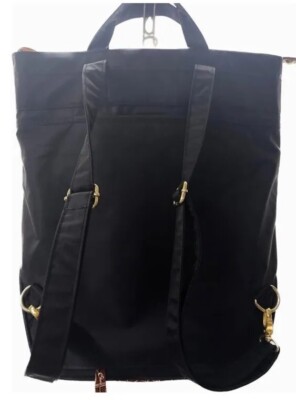 Samantha Brown Backpack Black Tote Nylon Travel Purse  display picture 3