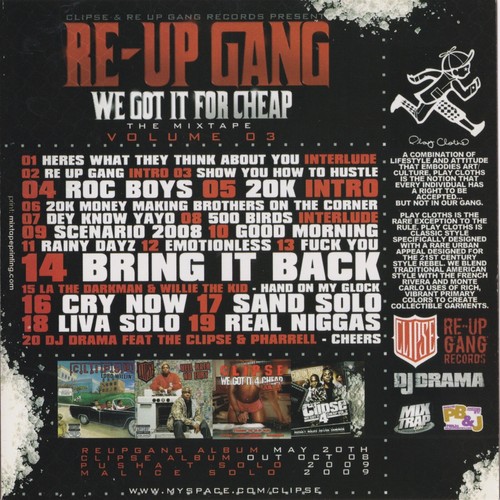 DJ DRAMA THE CLIPSE WE GOT IT 4 CHEAP VOL 3 MIXTAPE MIX CD PROMO - Picture 2 of 2