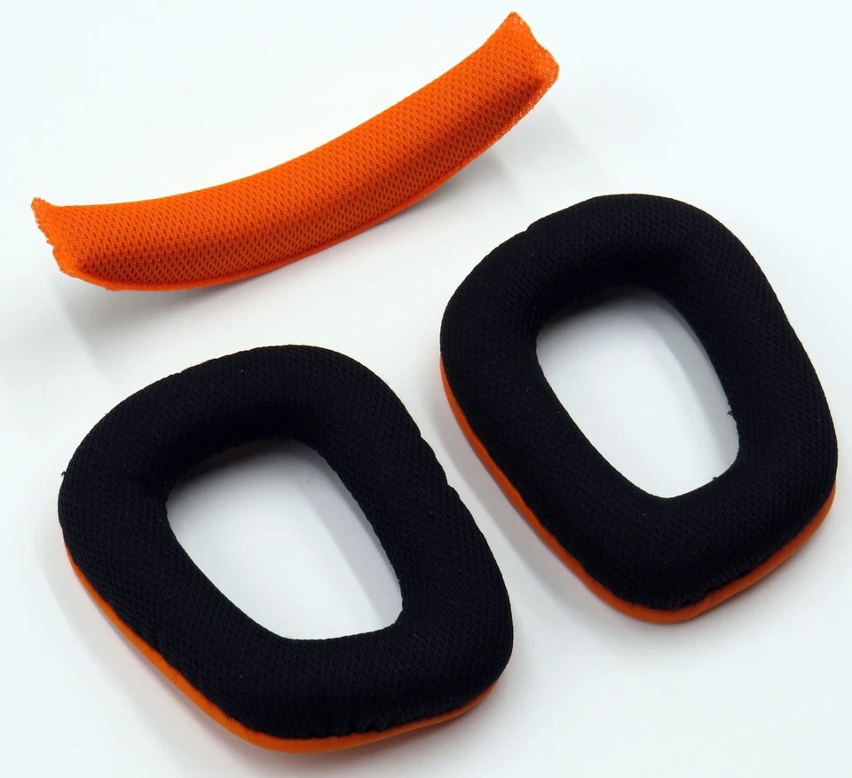 Polster-Set schwarz/orange für Logitech Headset G231, G430, G432, G930, G230 - Bild 2 von 4