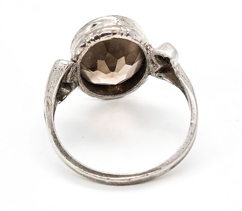 Clark and Coombs Rauchquarz Antik Art Deco Sterling Silber Ring Gr. 7,5 - Bild 3 von 8