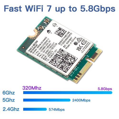 Intel WiFi 7 BE200NGW M.2 NGFF WLAN Karte Tri Band 802.11be BT5.4 Netzwerkadapter - Bild 7 von 9