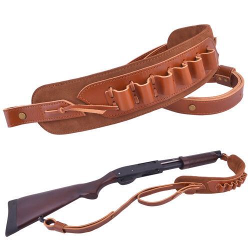 Leather Shotgun Carry Belt Shotgun Shoulder Ammo Sling Strap for 16GA 20GA - Picture 24 of 47