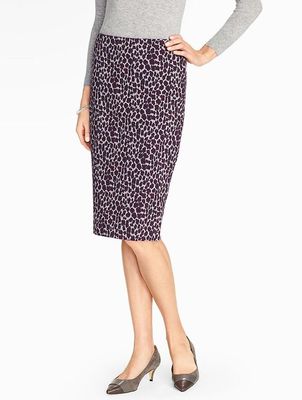 NEW $109 TALBOTS Gray,Purple Ocelot,Animal Print Pencil Skirt Sz 4