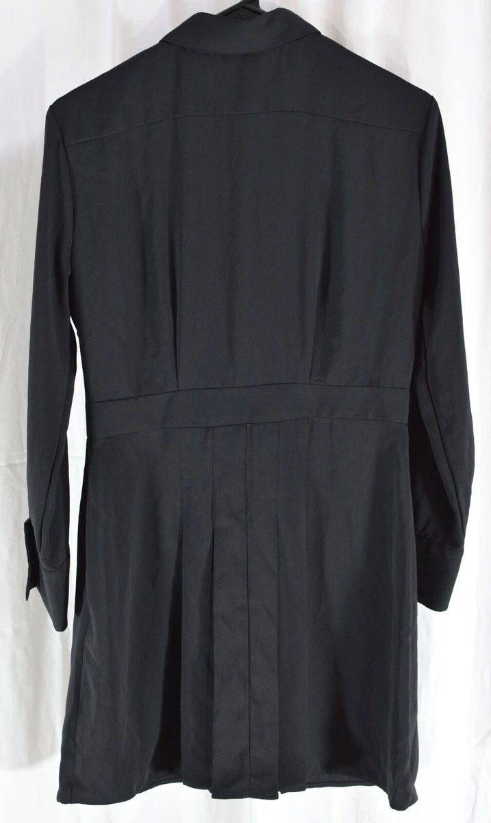 Topshop Women s Pleated Mini Shirt Dress Black Size US 6 eBay