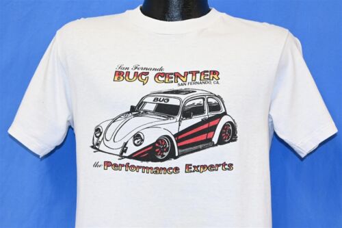 vtg 90s BUG CENTER EXPERTS SAN FERNANDO CALIFORNIA CAR AUTO SHOP t-shirt M - Afbeelding 1 van 5