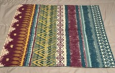 Standard Pillow Sham 100 Quilted Cotton Purple Aqua Yellow Abstract 2 Flange