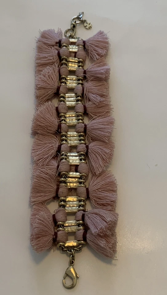 Brazalete Lucky Brand Borla Superior Flecos Doble Fila Cuentas Rosa Malva Foto 3 de 4