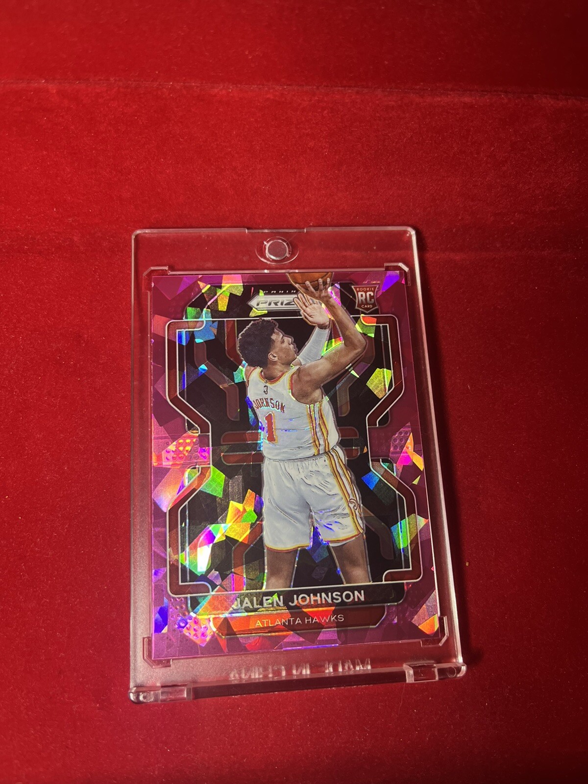 2021-22 Panini Prizm Jalen Johnson Pink Cracked Ice Prizm Rookie RC #305 Rockets