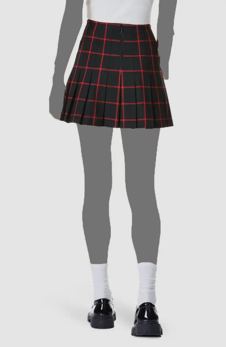 351 Alice Olivia Women s Black Red Carter Plaid Pleated Mini