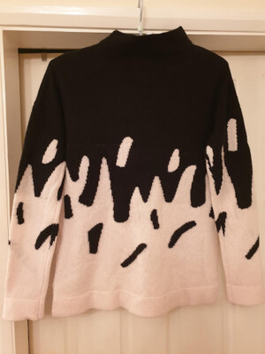 *NEU UVP £ 350 DESIGNER ANTONI & ALISON SCHWARZ CREME LAMMWOLLE PULLOVER GROSS