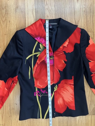 Linda Allard Ellen Tracy Womens Zip Up Colorful Career Jacket Size 4 Petite - Picture 7 of 9
