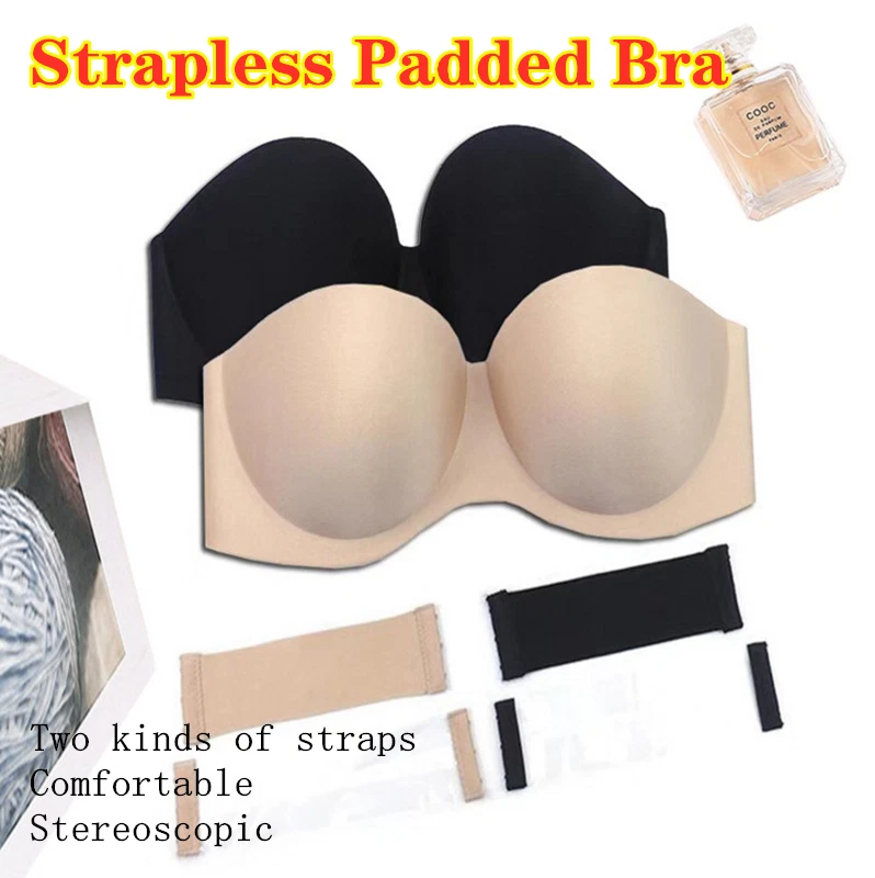 Bridal Women Multiway Strapless Padded Push Up Bra Invisible Clear