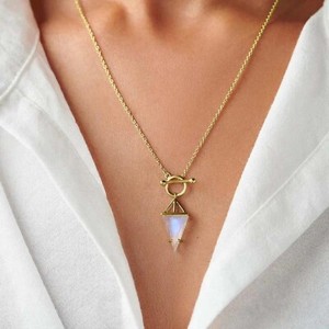Authentic Rainbow Moonstone Necklace Silver Handmade Minimalist June Birthstone Pendant