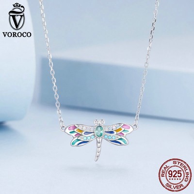 Voroco 925 Sterling Silver Dragonfly Long CZ Climber Stud