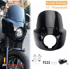 Kit carena anteriore parabrezza 11" nera per Harley Dyna Super Glide FXDWG 2006-17