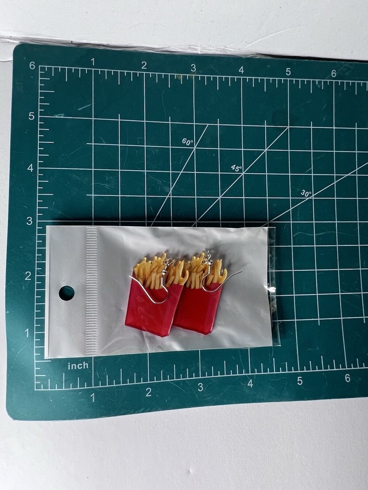 FRENCH FRIES EARRINGS Fun Novelty Acrylic Earrings Gag Gift NEW Food