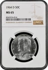 1964-D  KENNEDY  US Half Dollar,   MS65 by NGC,   a SUPERB looking coin!!!!
