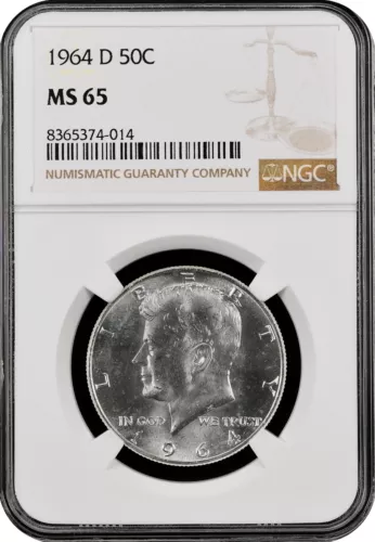 1964-D  KENNEDY  US Half Dollar,   MS65 by NGC,   a SUPERB looking coin!!!!