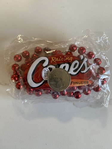 Raising Canes Chicken Fingers Mardi Gras Beads Necklace Throw Red New in Pack - Picture 3 of 6